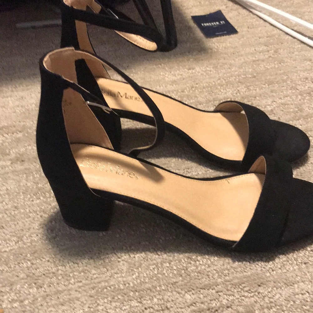 Bella Marie Black Suede Heels